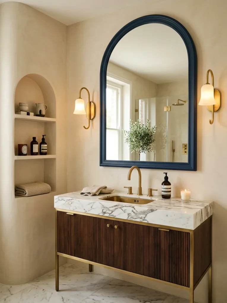Blue Arched Mirror