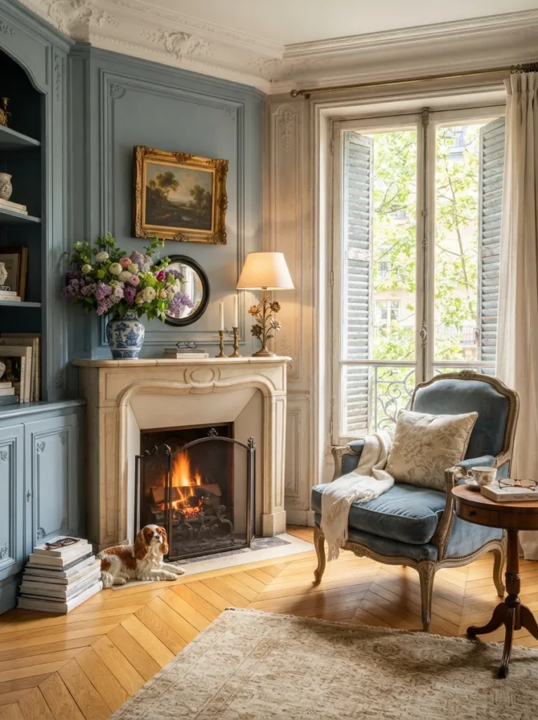 Blue Painted Fireplace