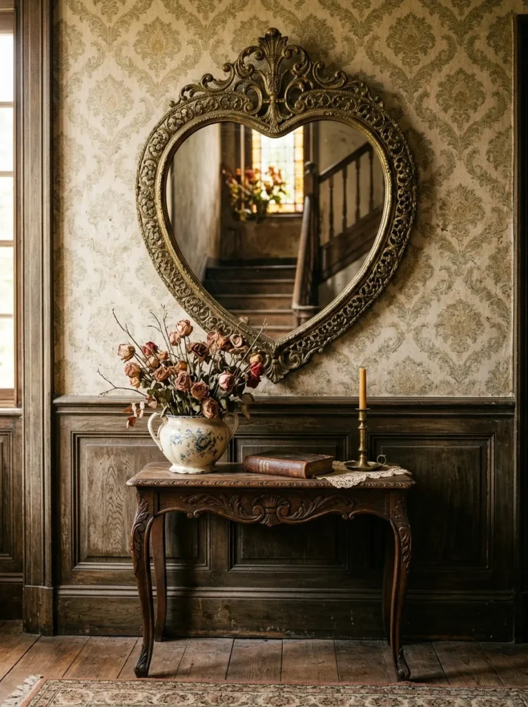 Brass Heart Mirror