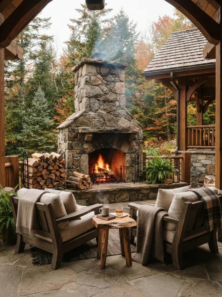 Cedar Roof Fireplace