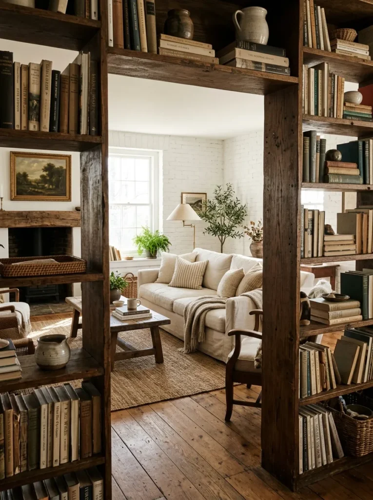 Farmhouse Open Bookshelves