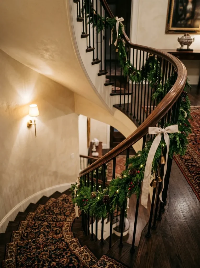Festive Stair Railing Decor