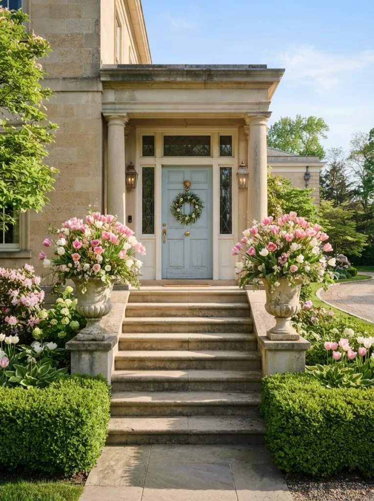 Flanking Tulip Planters