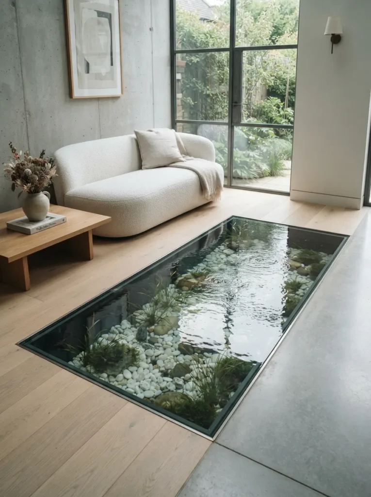 Floor-Level Glass Pond