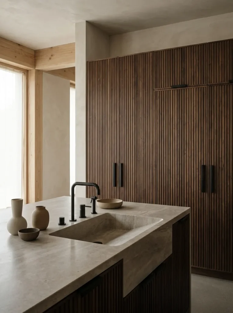 Fluted Wood Cabinets