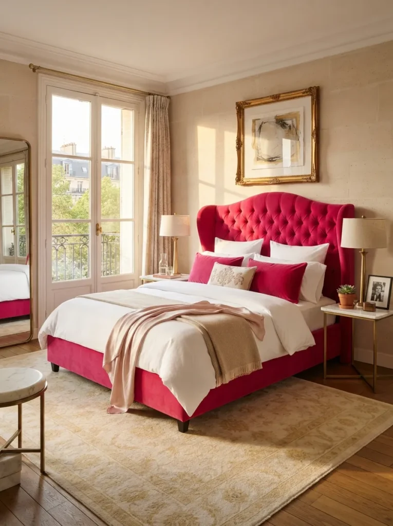 Fuchsia Upholstered Bed