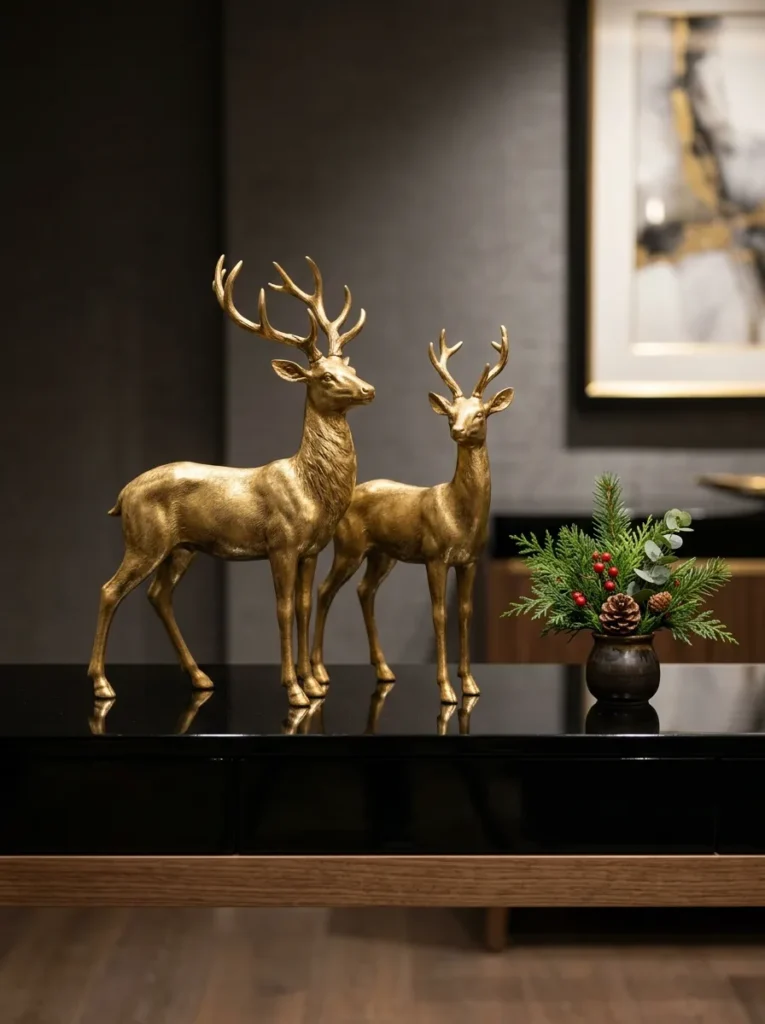 Gold Reindeer Figurines