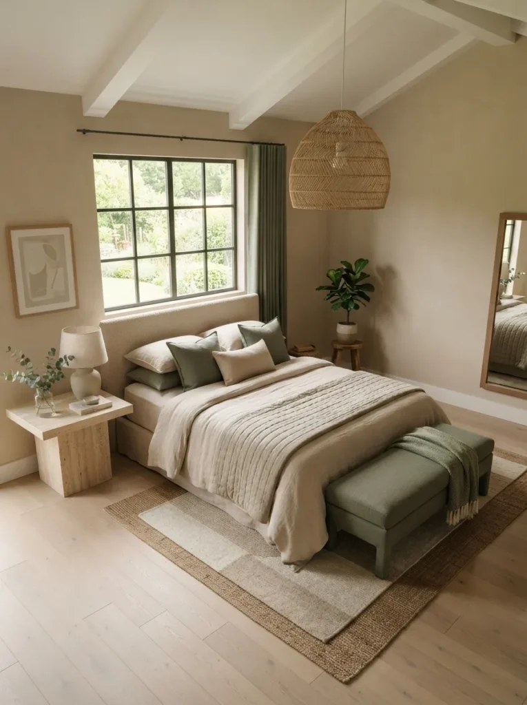 Green Beige Bedroom