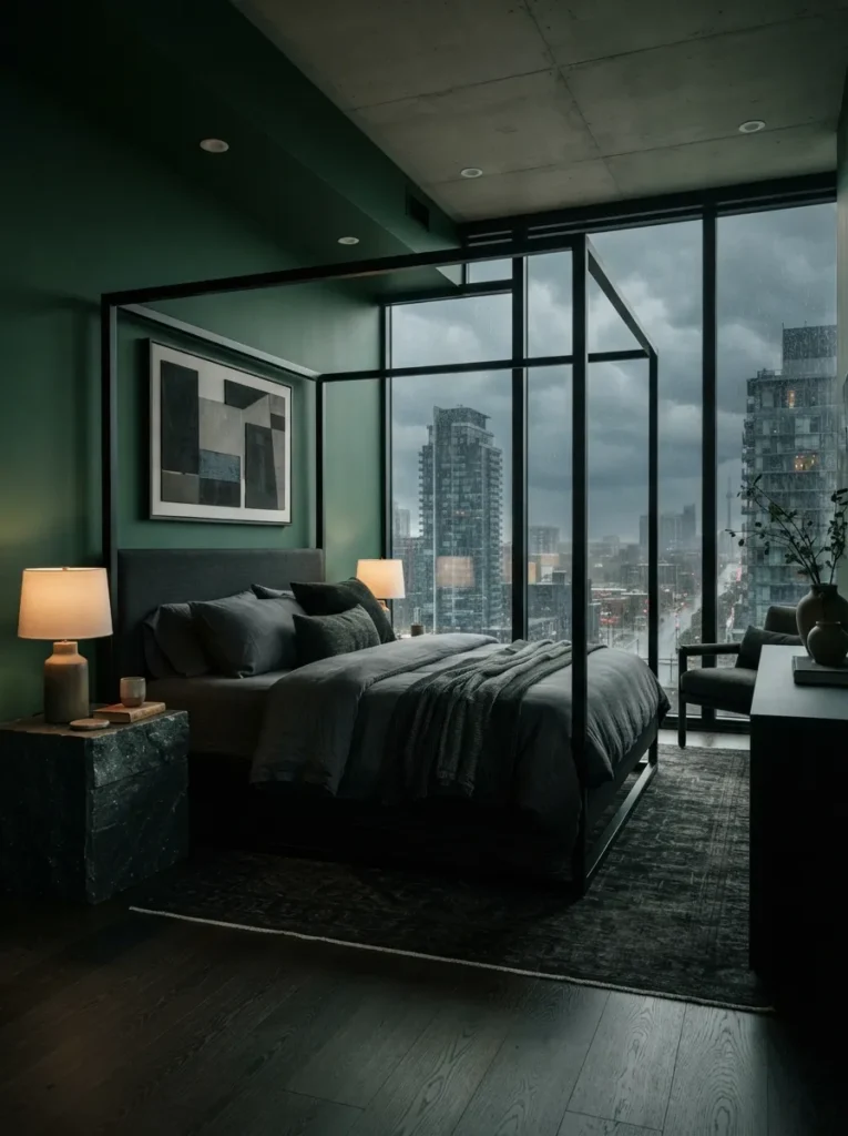 Green Black Bedroom