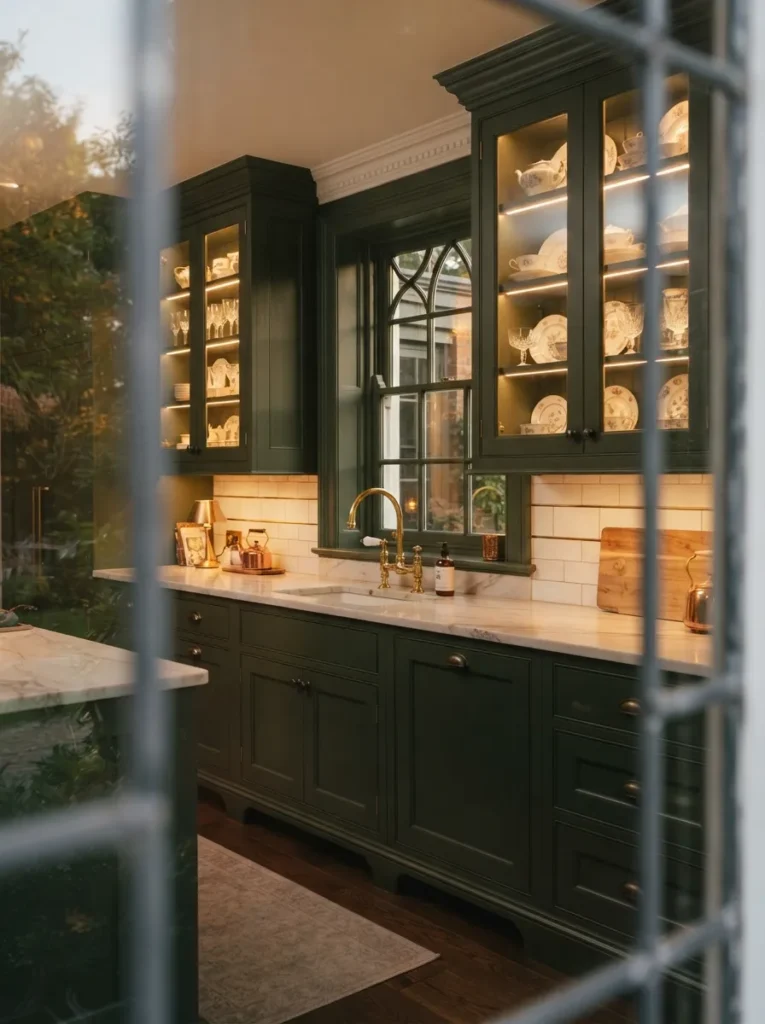 Green Fluted Cabinets