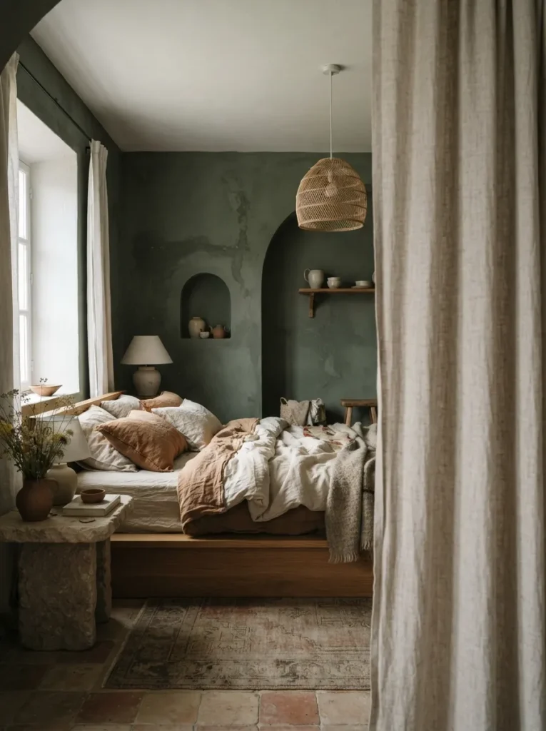 Green Limewash Walls
