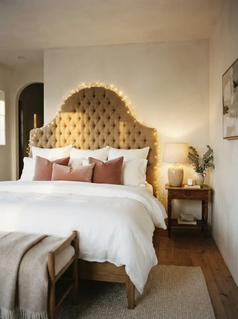 Headboard Draped Lights