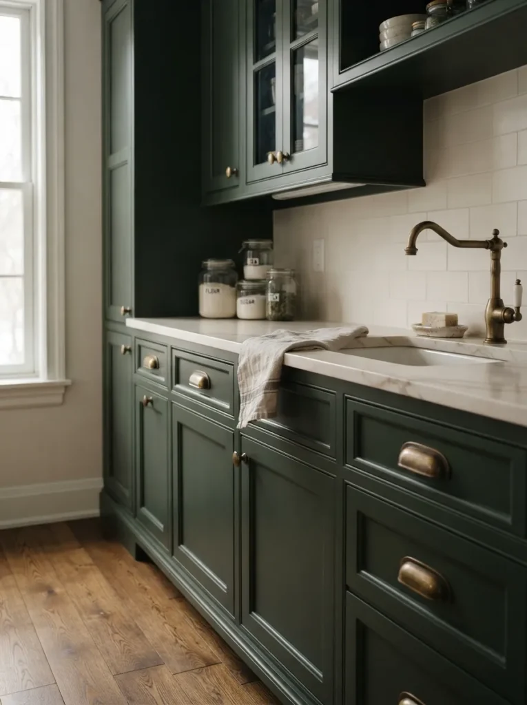 Hunter Green Cabinets