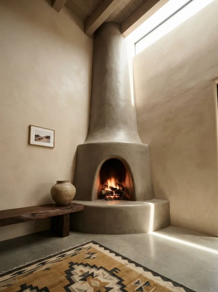 Kiva Concrete Fireplace