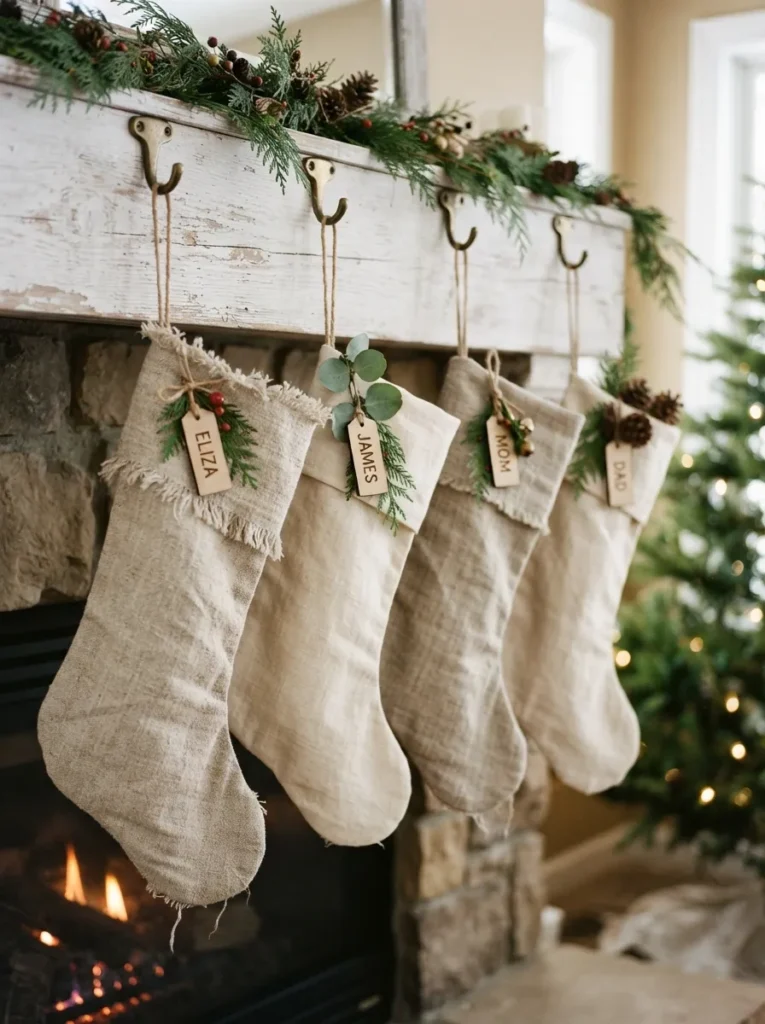 Linen Christmas Stockings