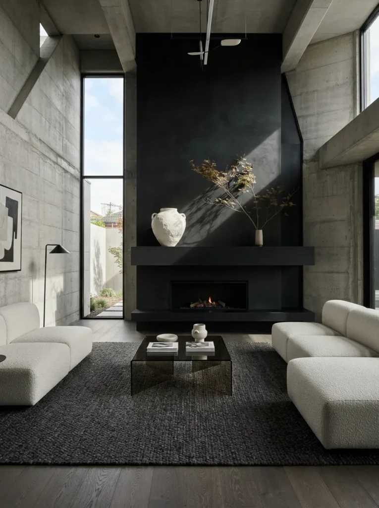 Matte Black Fireplace