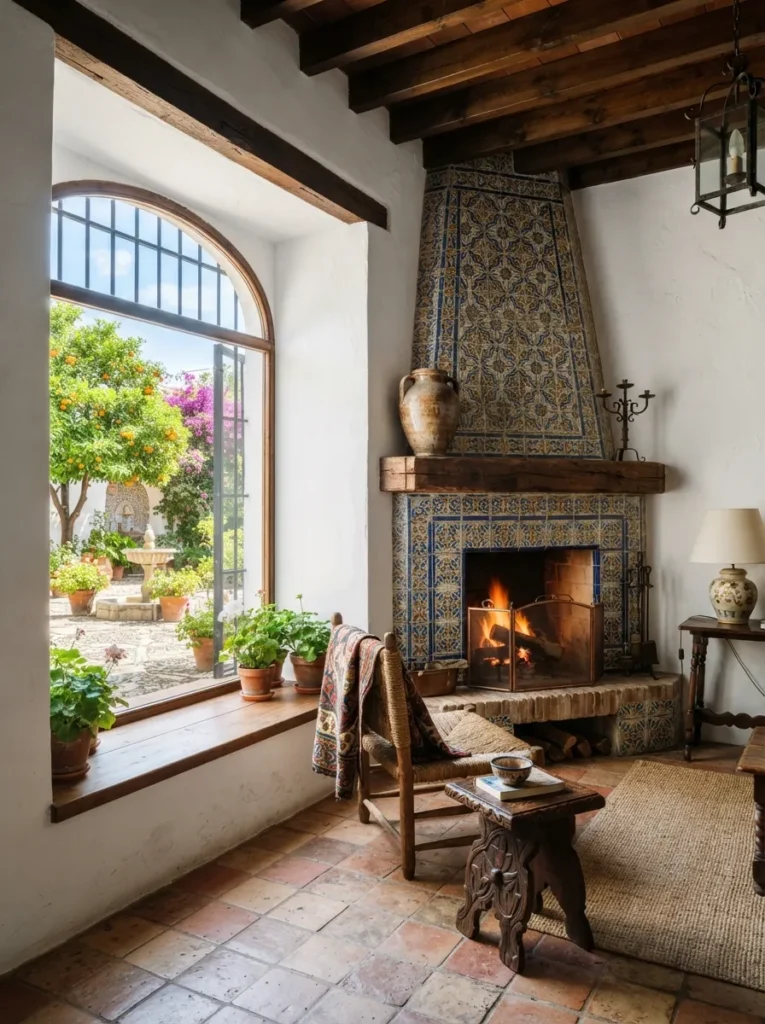 Mediterranean Tile Fireplace