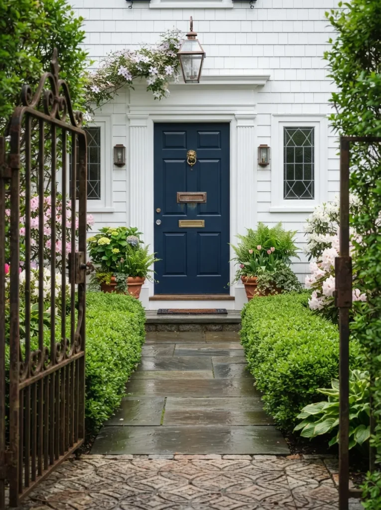 Navy Door White Trim