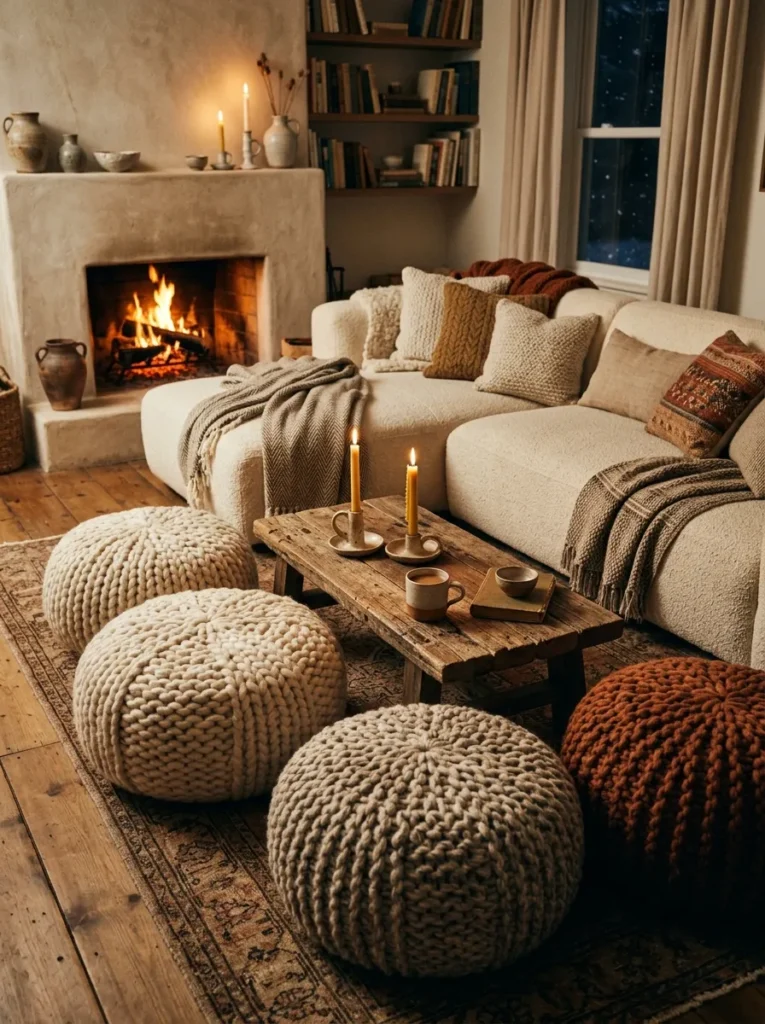 Oversized Knit Poufs