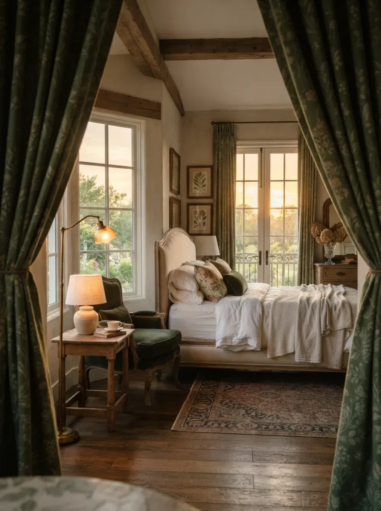 Patterned Green Curtains
