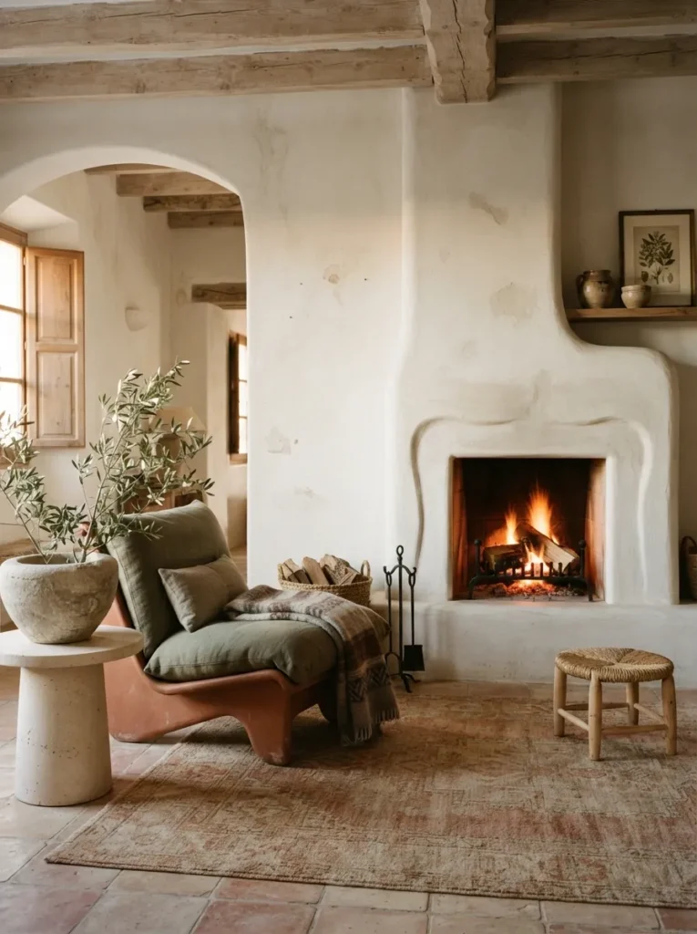 Plaster-Set Fireplace