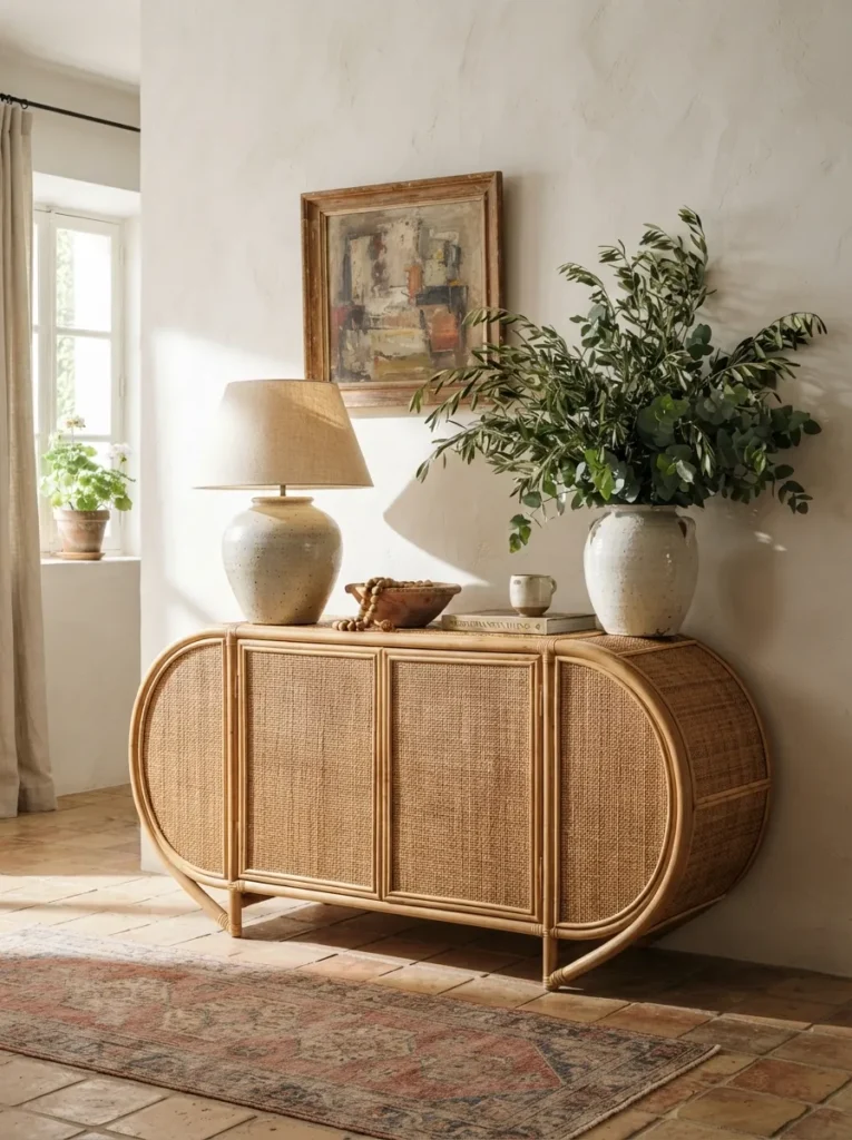 Rattan Round Sideboard