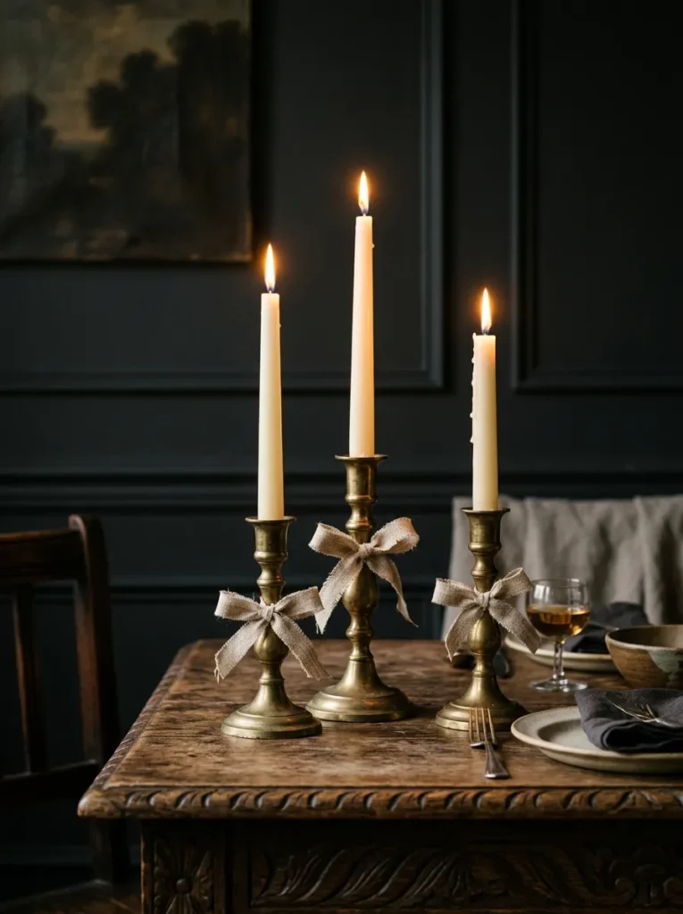 Ribbon-Tied Candle Holders