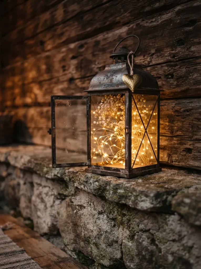 Rustic Fairy Light Lantern