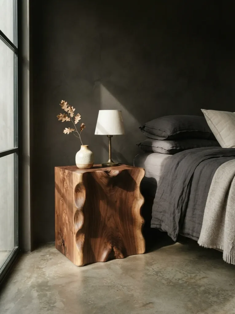 Sculptural Wood Nightstand