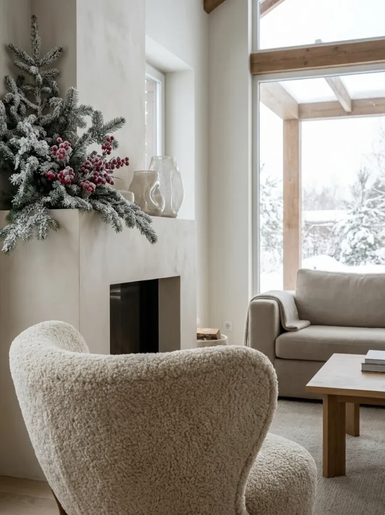 Snowy Mantel Greenery
