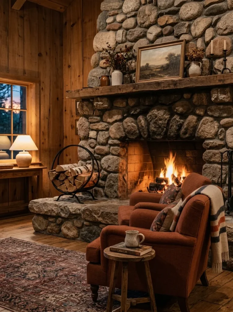 Stone Fireplace Feature