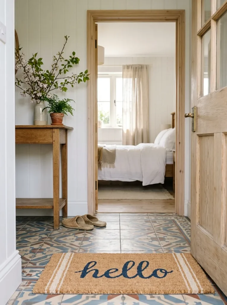 Striped Hello Doormat