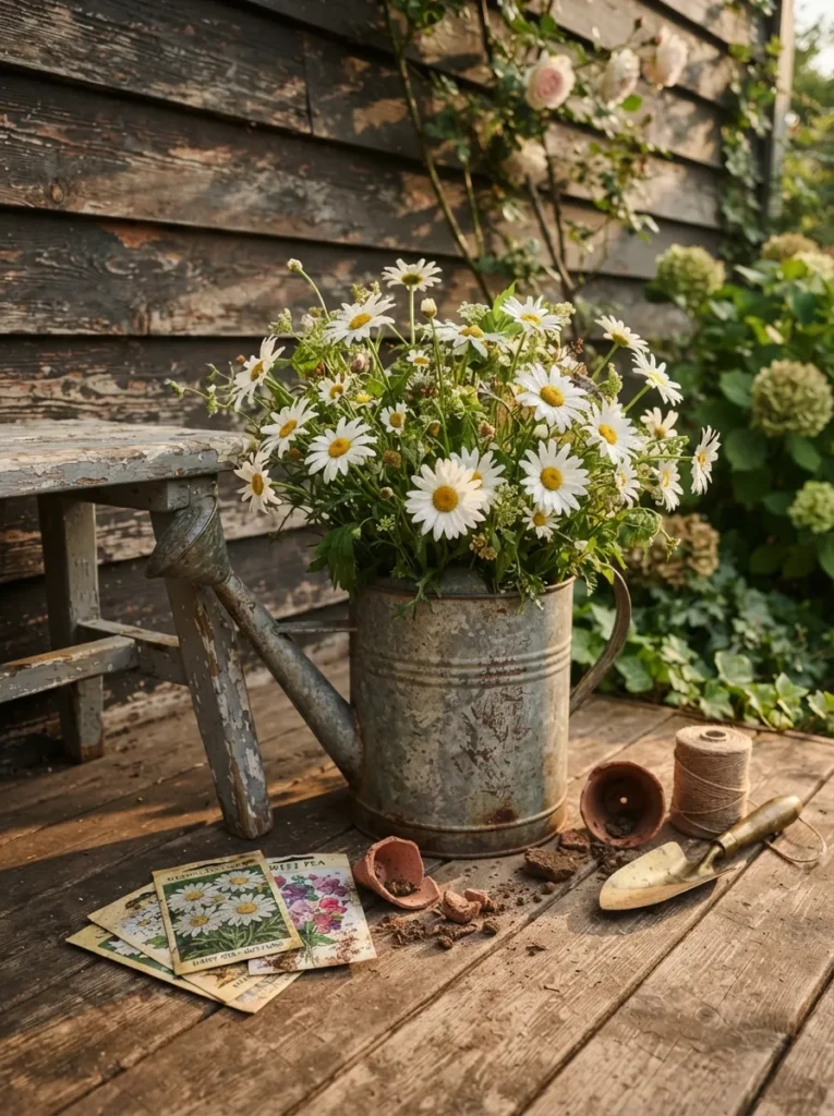 Vintage Watering Can Display