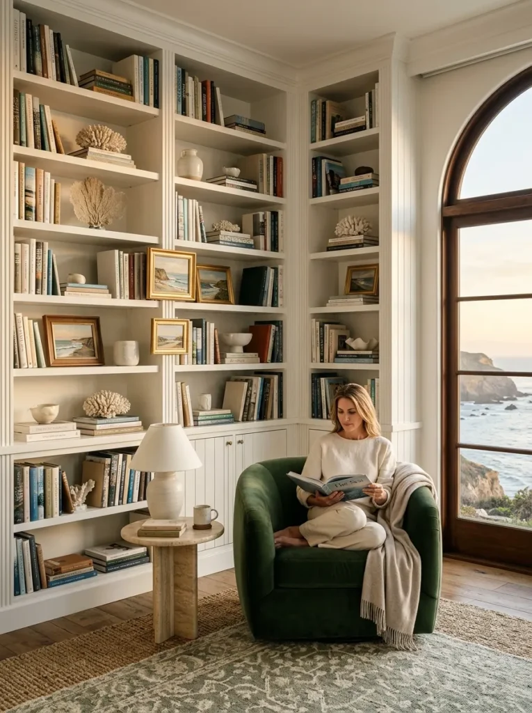 White Built-In Shelving