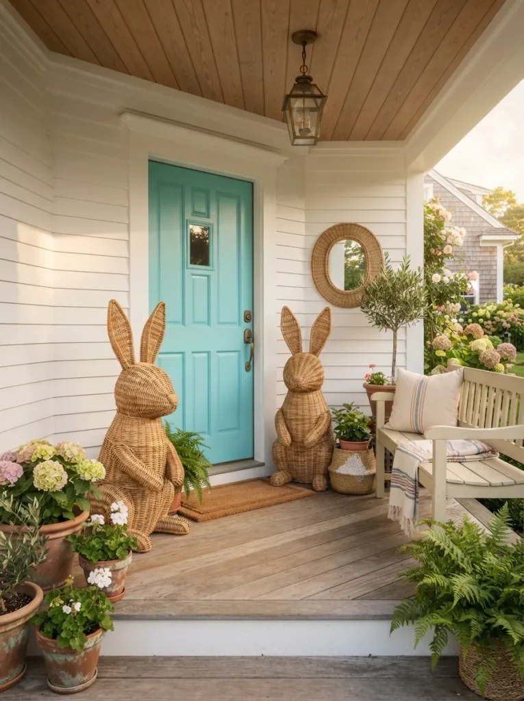 Wicker Bunny Statues