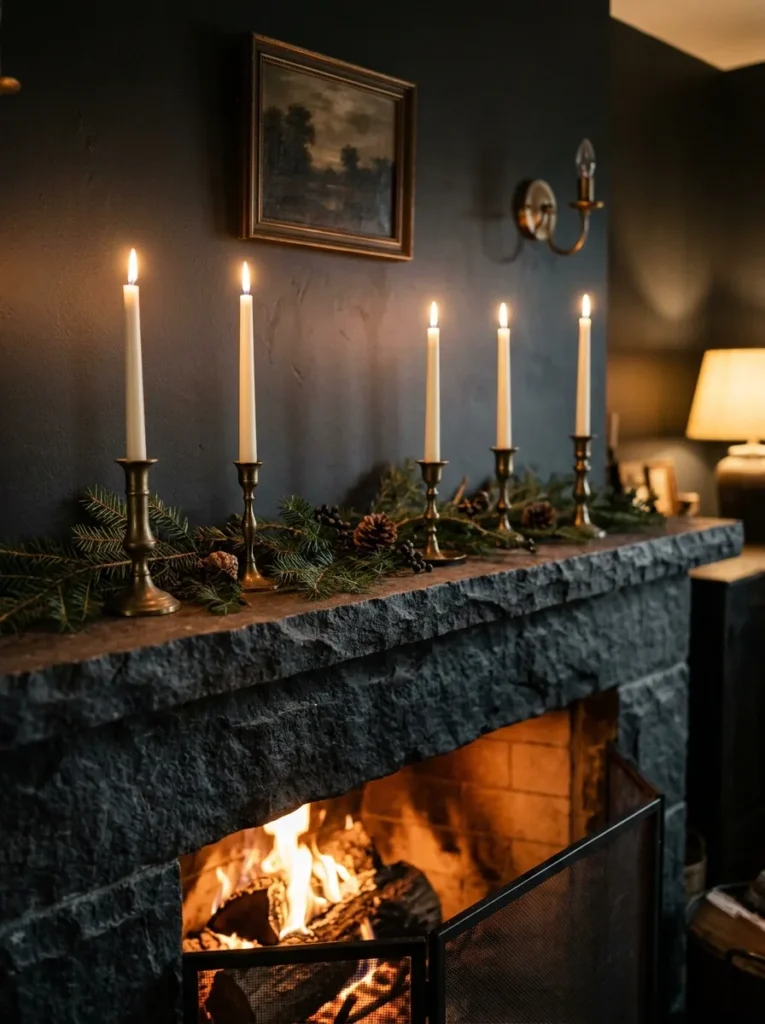 Winter Mantel Candles