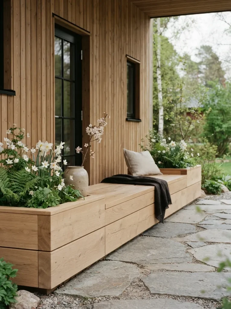 Wooden Bench Planters