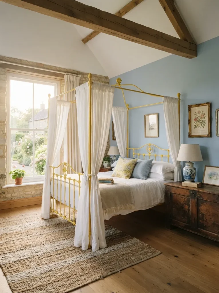 Yellow Canopy Bed