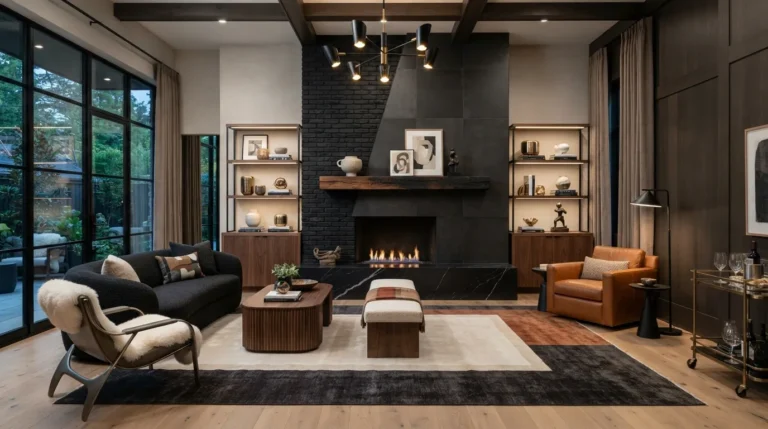 black fireplace