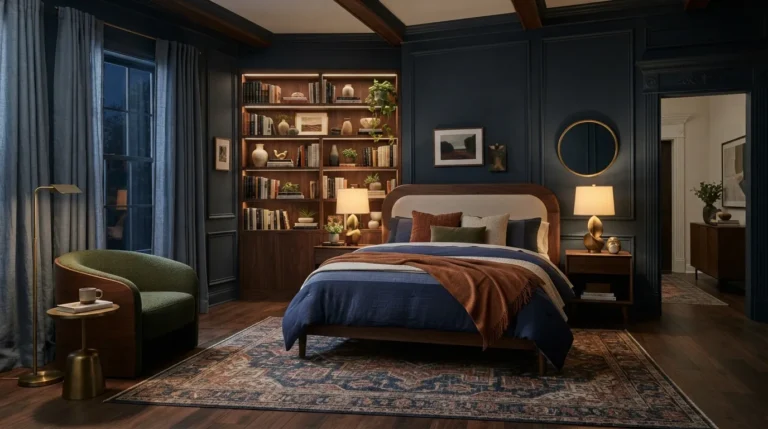 dark blue bedrooms