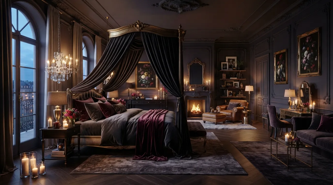 dark feminine bedroom
