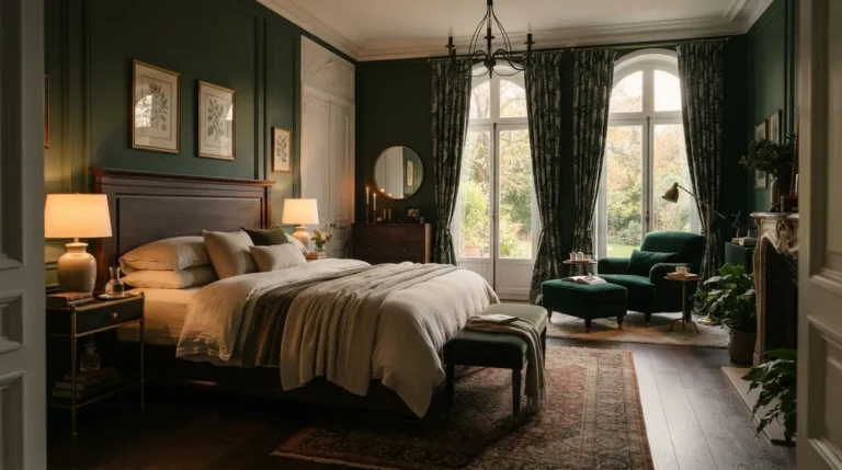 dark green bedroom