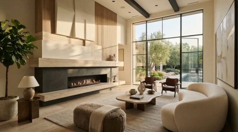 modern fireplace