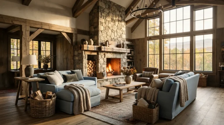 stone fireplace