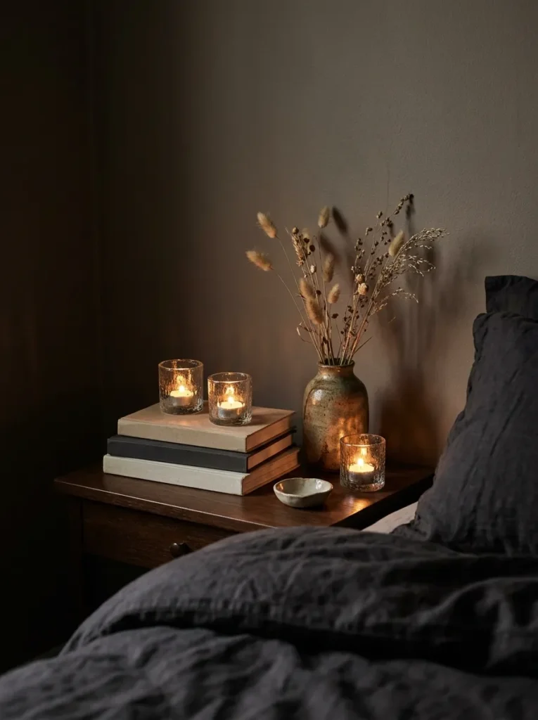 Candlelit Nightstand Styling