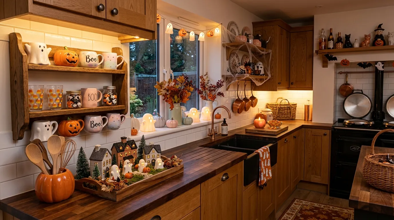 Halloween kitchen decor ideas with cute festive kitchen decorations