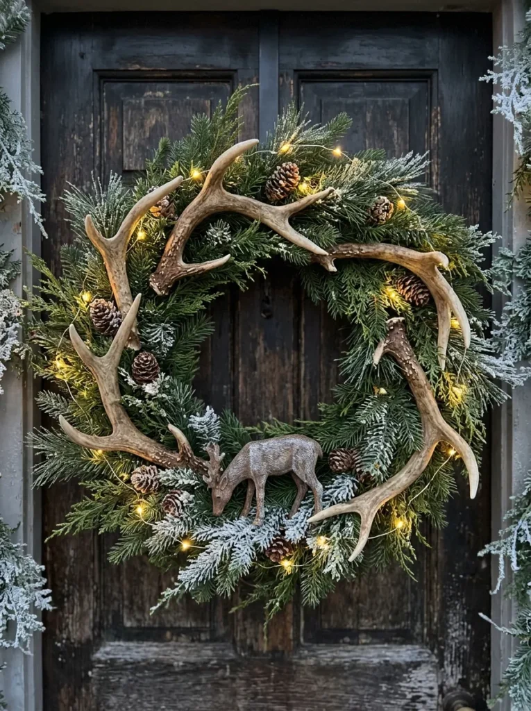 Lighted Antler Wreath