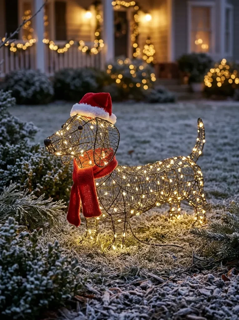 Lighted Dachshund Santa
