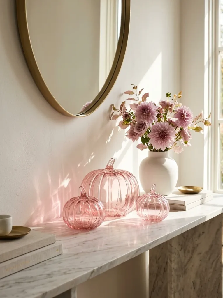 Pink Glass Pumpkins