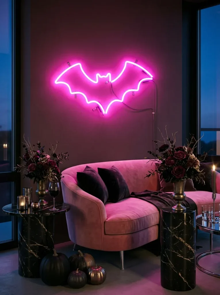 Pink Neon Bat Sign